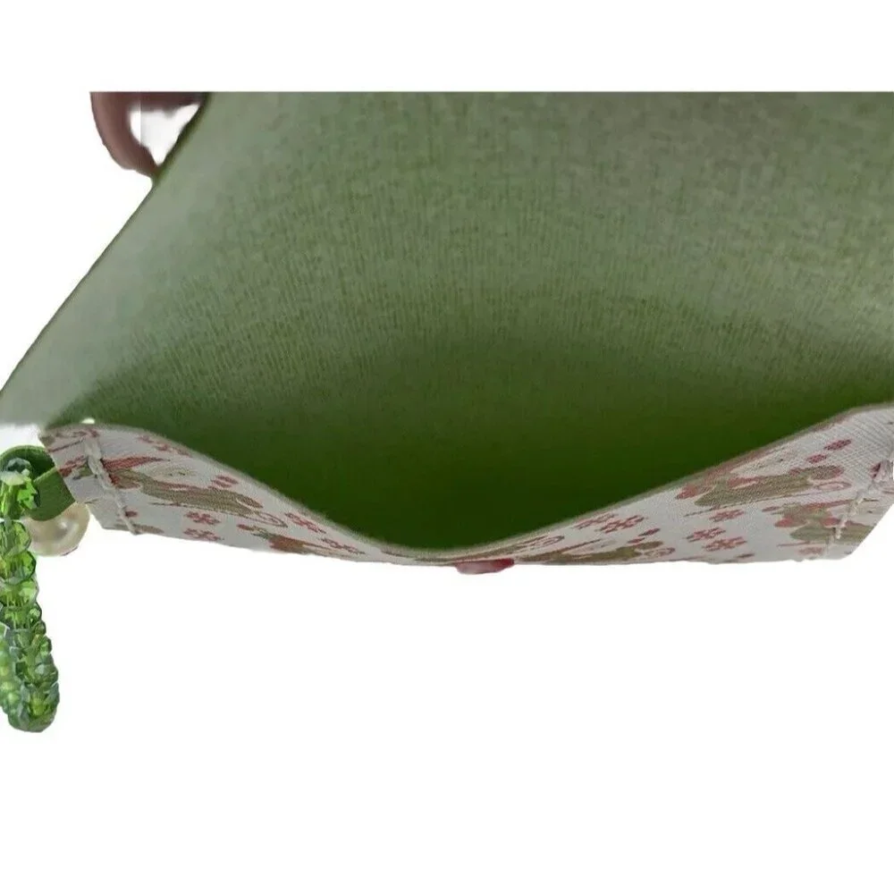 Christmas Little Girl Handbag Youth Santa Theme 5.5 In Holiday Green Red Print